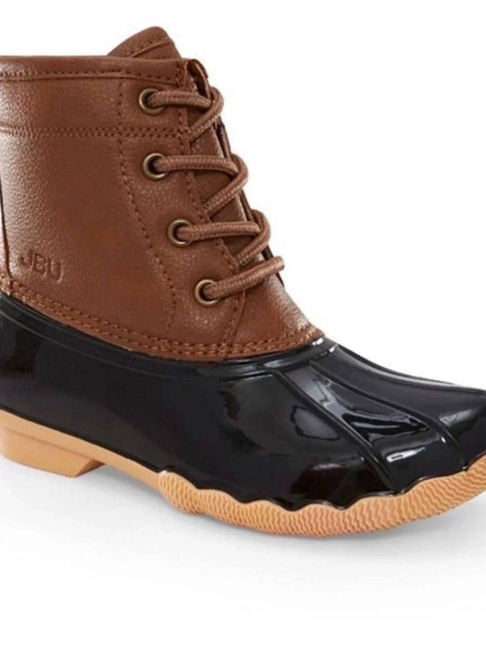 JBU Brown Leather Lace-Up Boots with Cream Lining